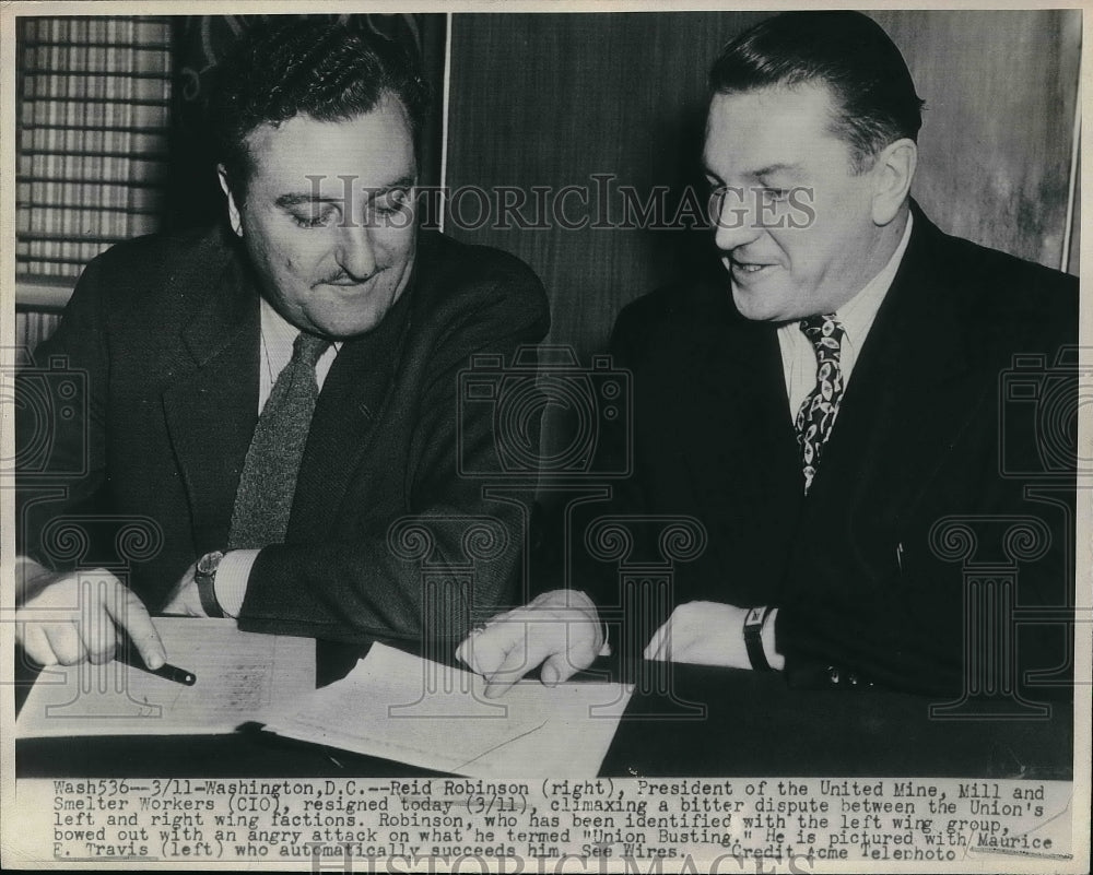 1947 Press Photo Wash.D.C. Reid Robinson, Pres of CIO &amp; Maurice Travis - Historic Images