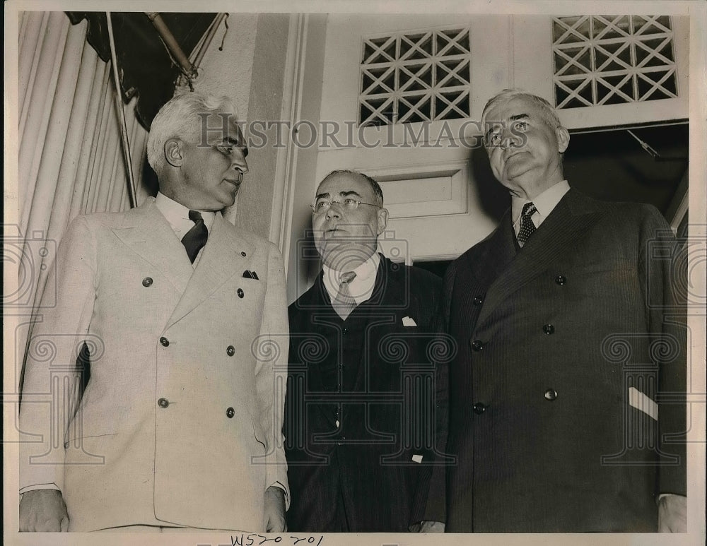 1939 Press Photo Paul McNutt John Carmody Jesse Jones Attend Cabinet Meeting - Historic Images