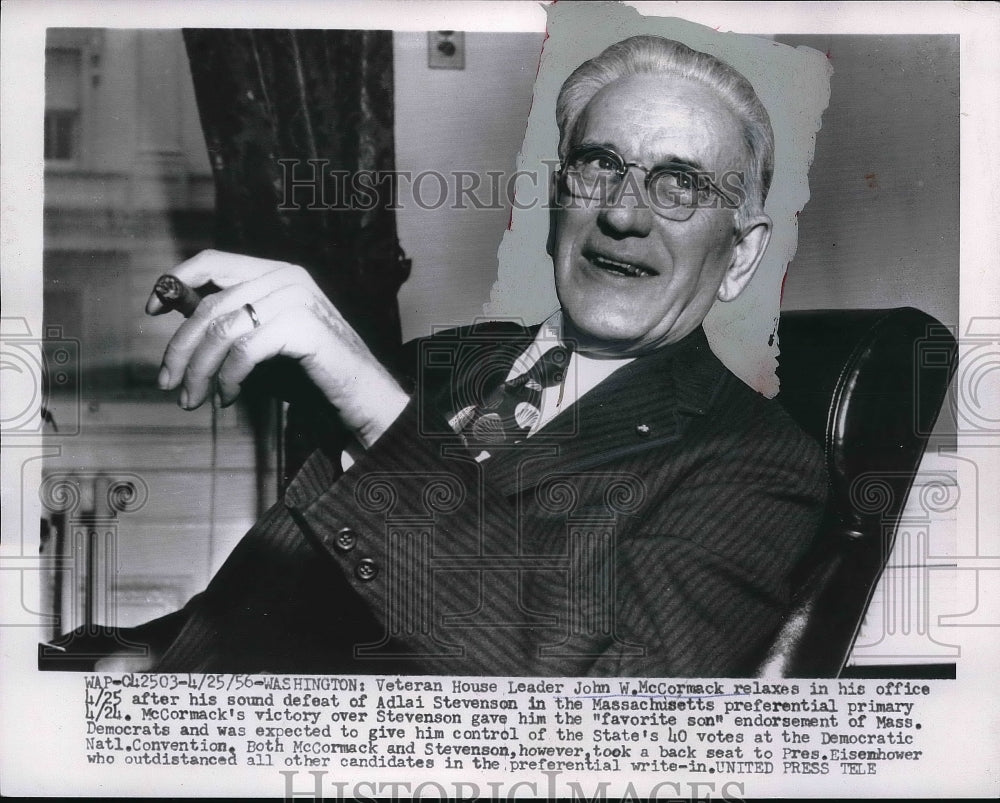 1956 Press Photo Wash.D.C. House leader Rep. John W McCormack-Historic Images