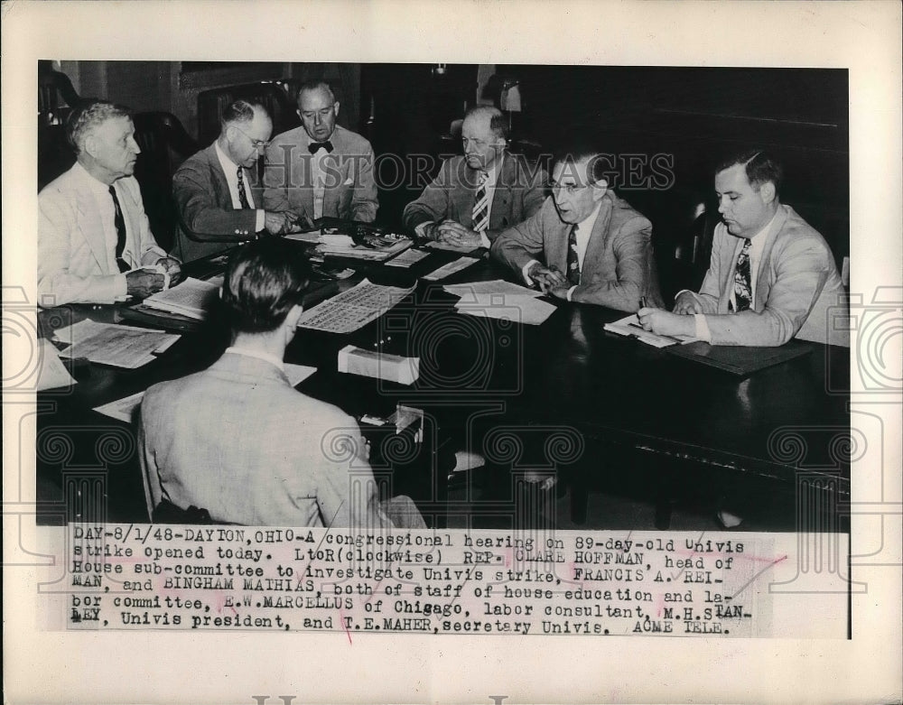 1948 Press Photo Rep. Clare Hoffman,Francis Reiman &amp; E.W. Marcellus In Ohio - Historic Images