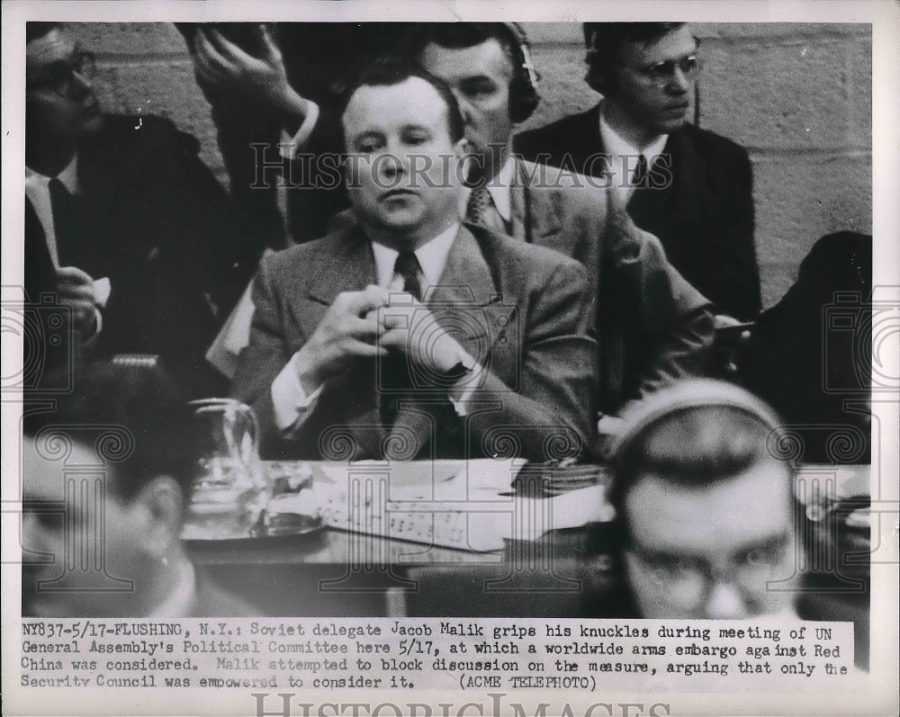 1954 Press Photo Socviet delegate Jacob Malik at UN meeting - neb24695 - Historic Images