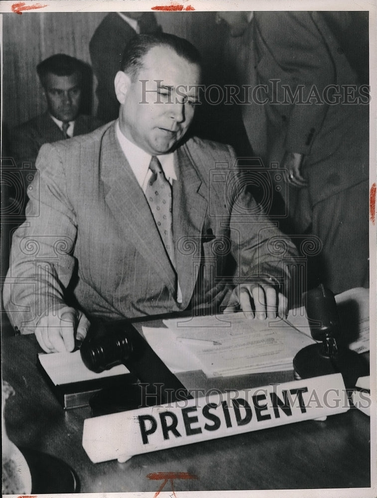 1950 Press Photo Yacov Malik, the Soviet UN Delegate at the United Nations. - Historic Images