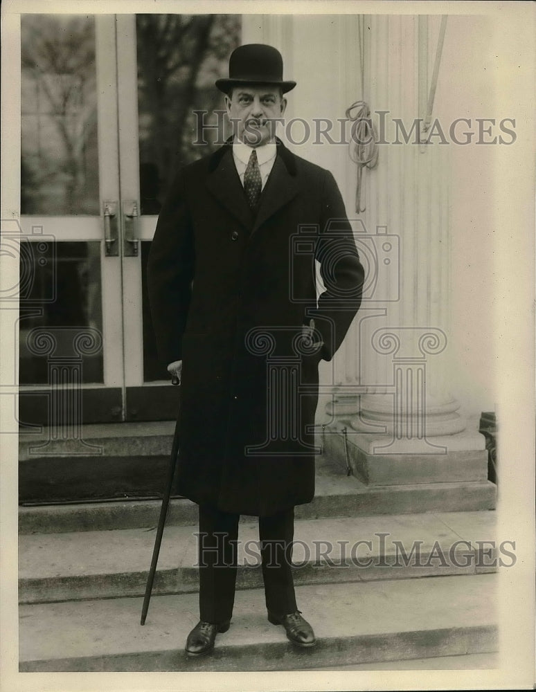 1927 Ogden H. Hammond US Ambassador Standing On Steps Of Building - Historic Images