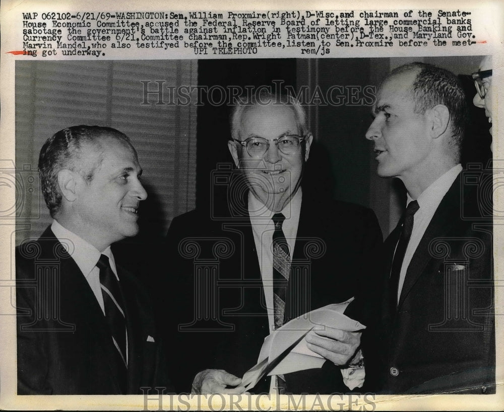 1969 Press Photo Sen. William Proxmire Senate House Economic Committee - Historic Images