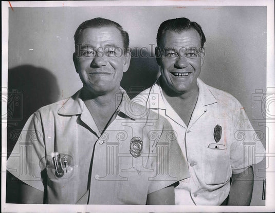1957 Press Photo Twins Albert & Alfred Hawkins Undersheriff & Sheriff - Historic Images