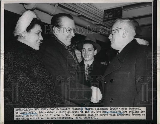 1950 Soviet Foreign Minister Andrei Vishinsky, Jacob Malik - Historic Images