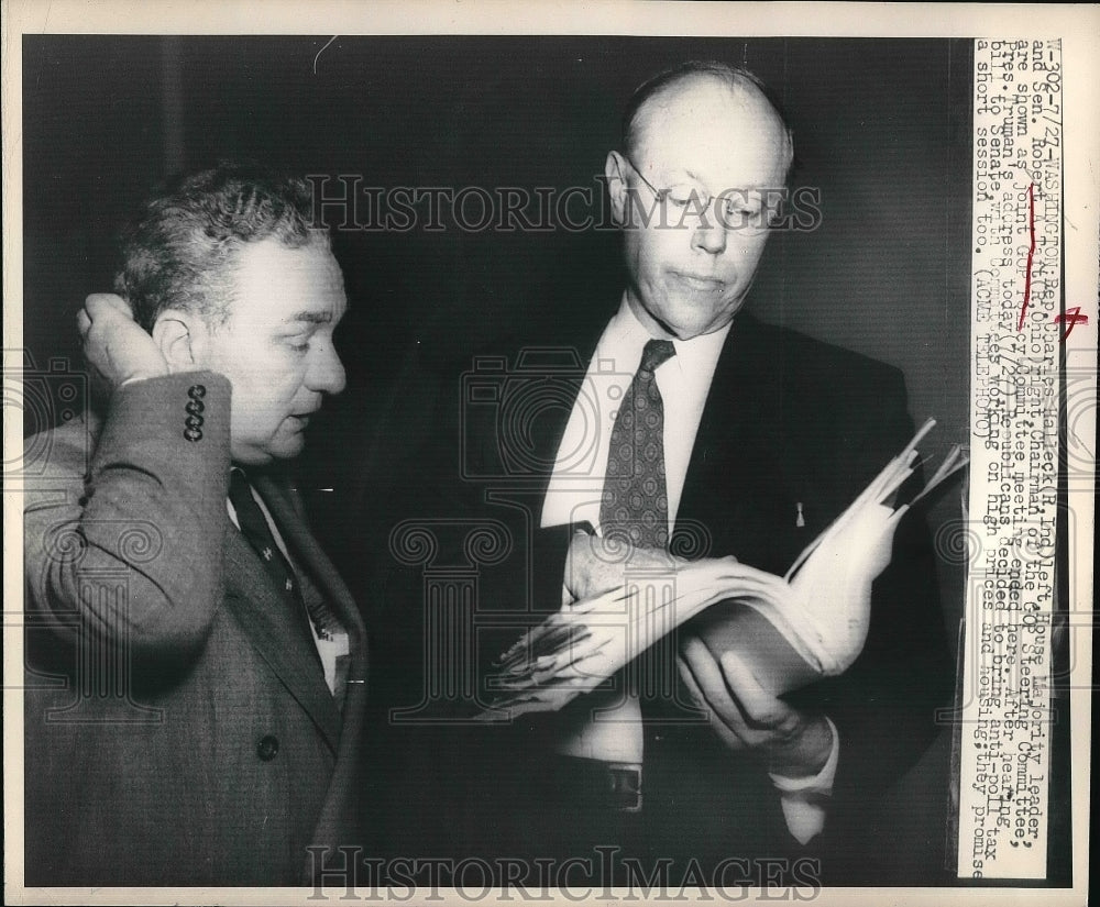 1948 GOP leaders Rep. Charles Halleck, Sen. Robert Taft - Historic Images