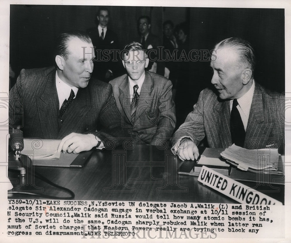 1949 Press Photo Soviet UN Delegate Jacob Malik &amp; British Delegate- Historic Images