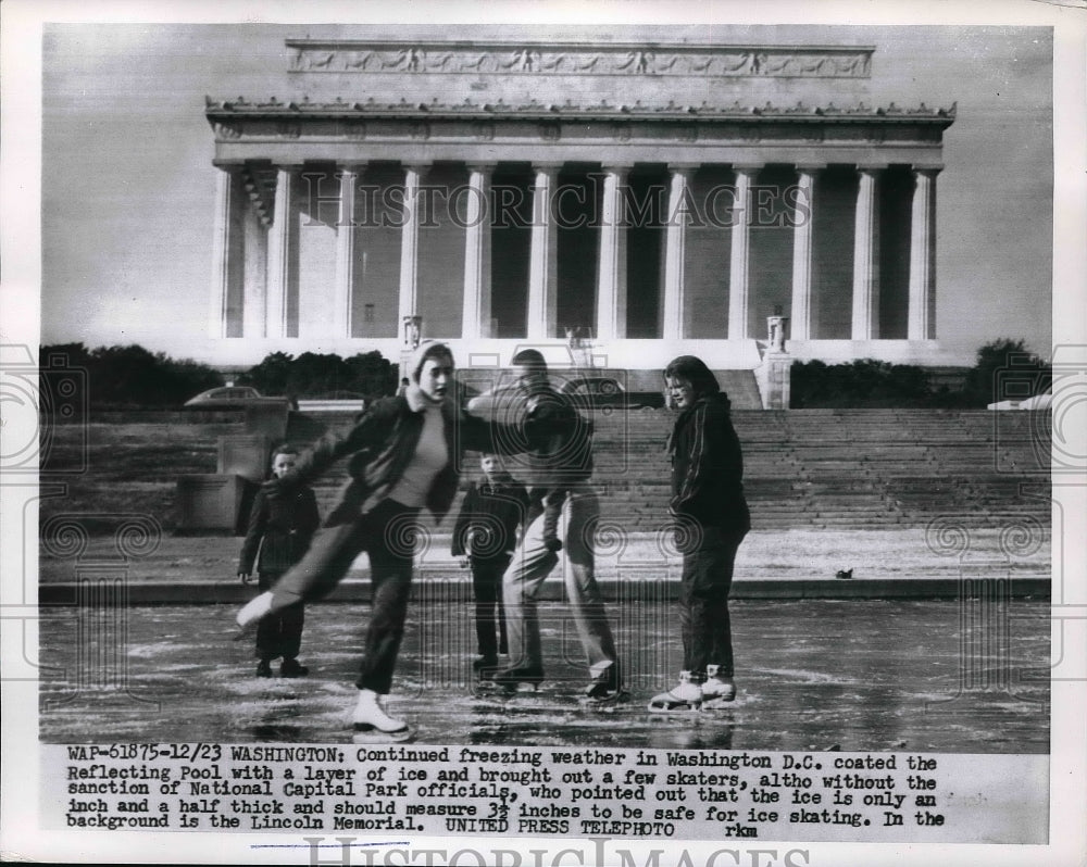 1954 Ice Skating at Reflecting Pool, Washington, D. C. - Historic Images