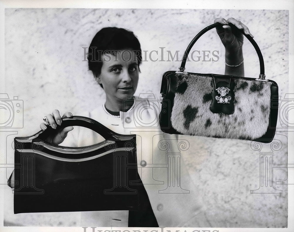 1962 Press Photo Handbag, Purse, Gamet, International Leather Goods Fair Germany - Historic Images