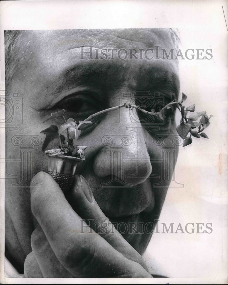 1957 Press Photo Harry&#39;s first success w/ truly minute plantings - Historic Images