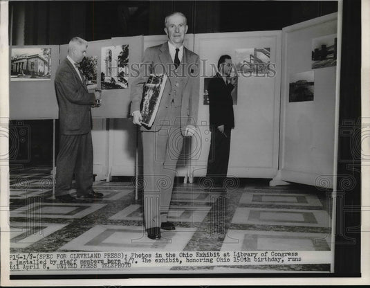 1953 Press Photo Exhibit at Library of Congress, honoring Ohio 150th Birthday-Historic Images