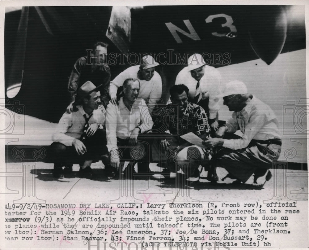 1949 Press Photo Rosamund dry lake, Calif, L Therklson,H Salmon,Cameron,De Bona-Historic Images