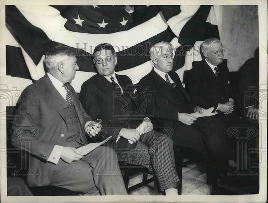 1933 Press Photo Perry Heath, Asst Sec of Treas.WF Brown,GW Rossetter,E Graham-Historic Images