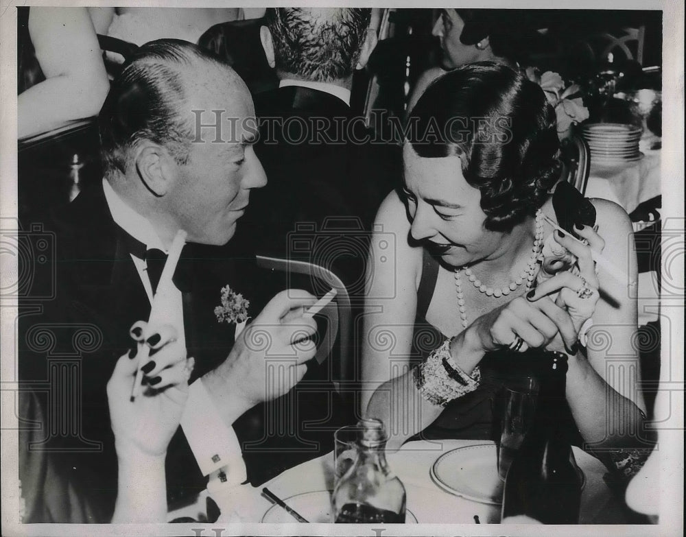 1938 Socialites Mrs Aksel Wichfeld and Nicholas Holmsen - Historic Images