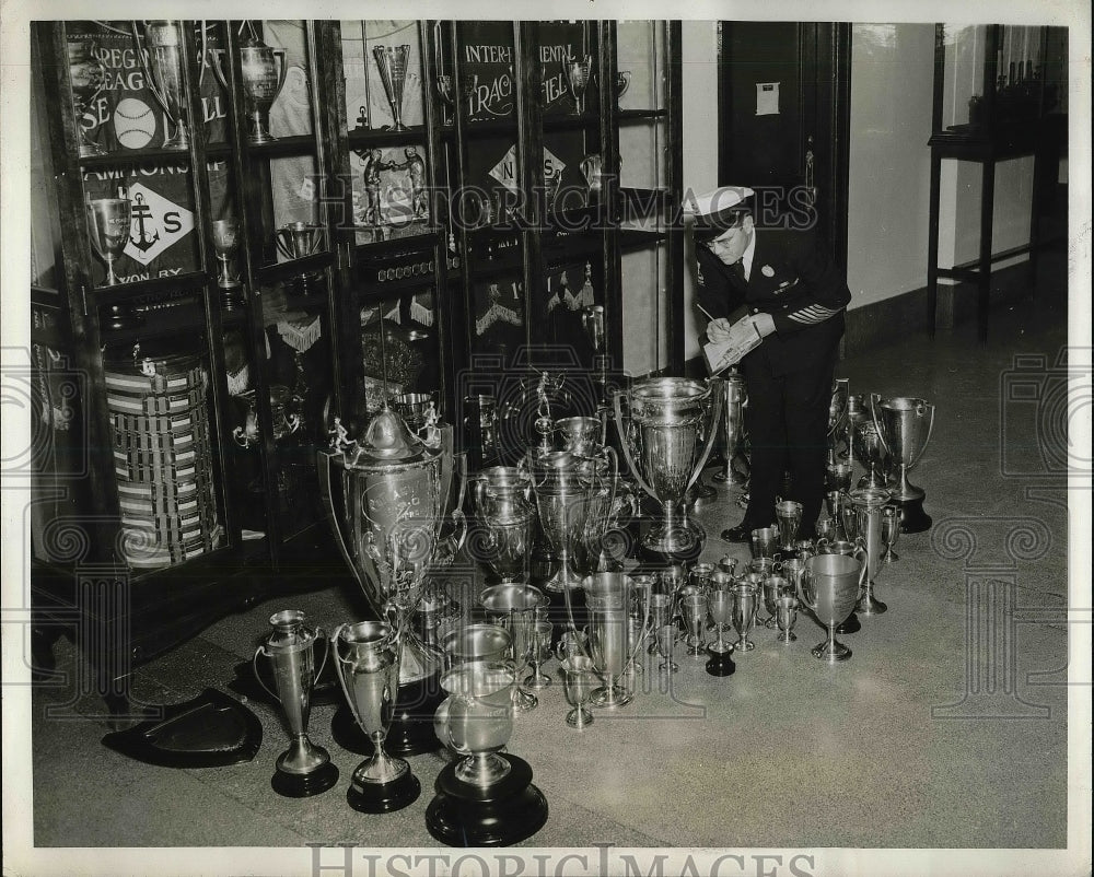 Chief Quartermaster A.F. Furton with Trophies Sacrificed War Metals - Historic Images