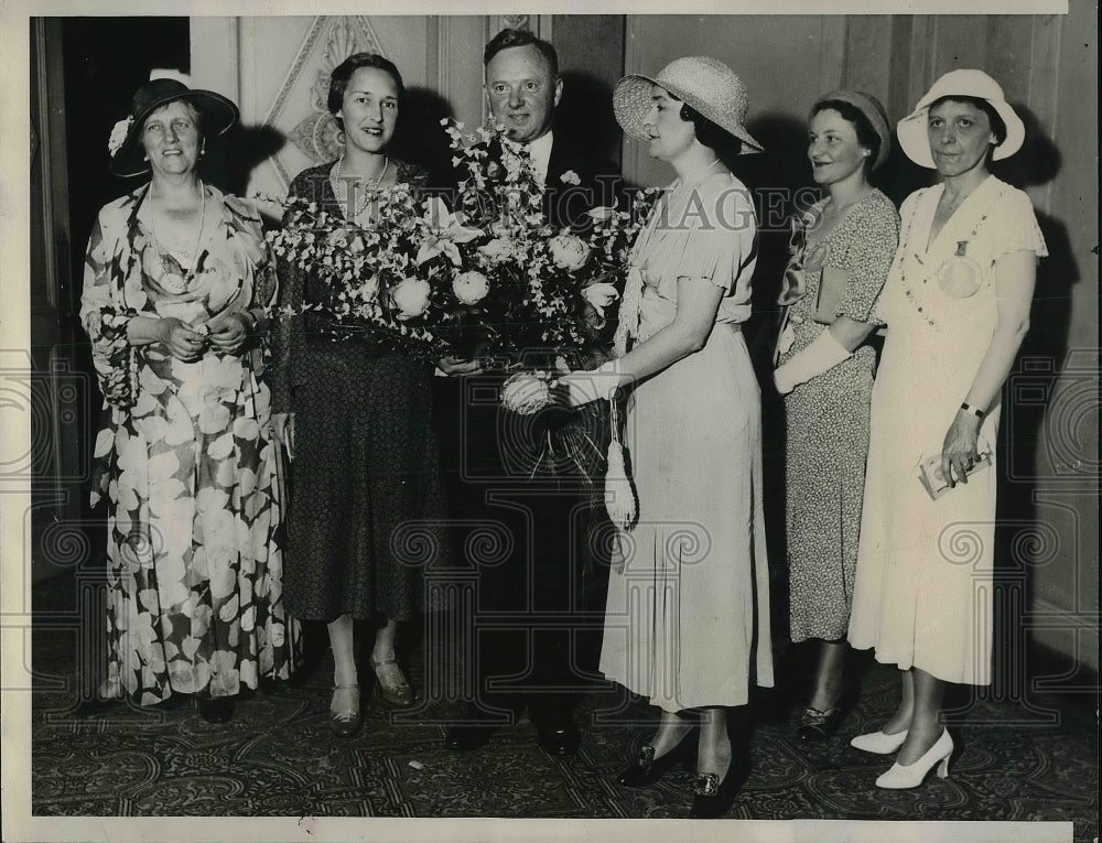 1932 Press Photo Mrs. Alexander Wedell, Mrs. George Sloan, Harry Byrd, R. Watts - Historic Images