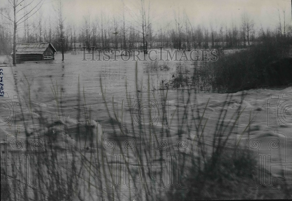 1935 St Francis River floods surrounding farmlands - Historic Images