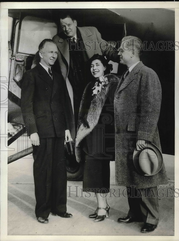 1935 Press Photo Stanley Howe, Miss Ethel Zerwick, Clarence Chamberlain-Historic Images