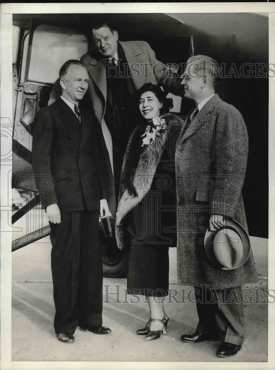 1935 Press Photo Stanley Howe, Miss Ethel Zerwick, Clarence Chamberlain-Historic Images