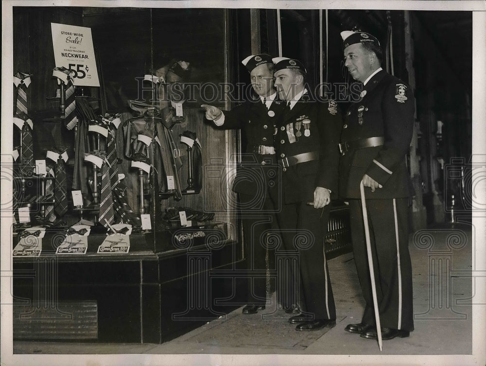 1937 Press Photo Legionaires Wm Maughn,L Biolette,Art Bender in NYC - Historic Images