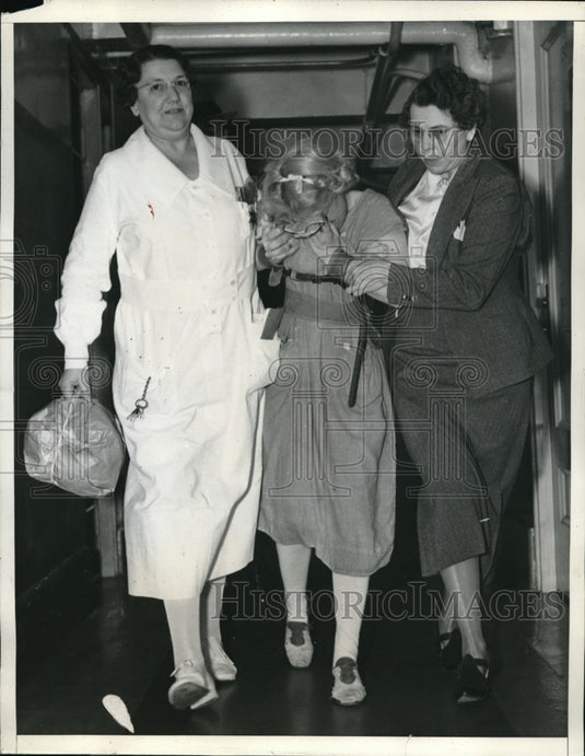 1937 Press Photo Matron Pauline Kull, Jean Hepburn & Matron Vada Sullivan-Historic Images