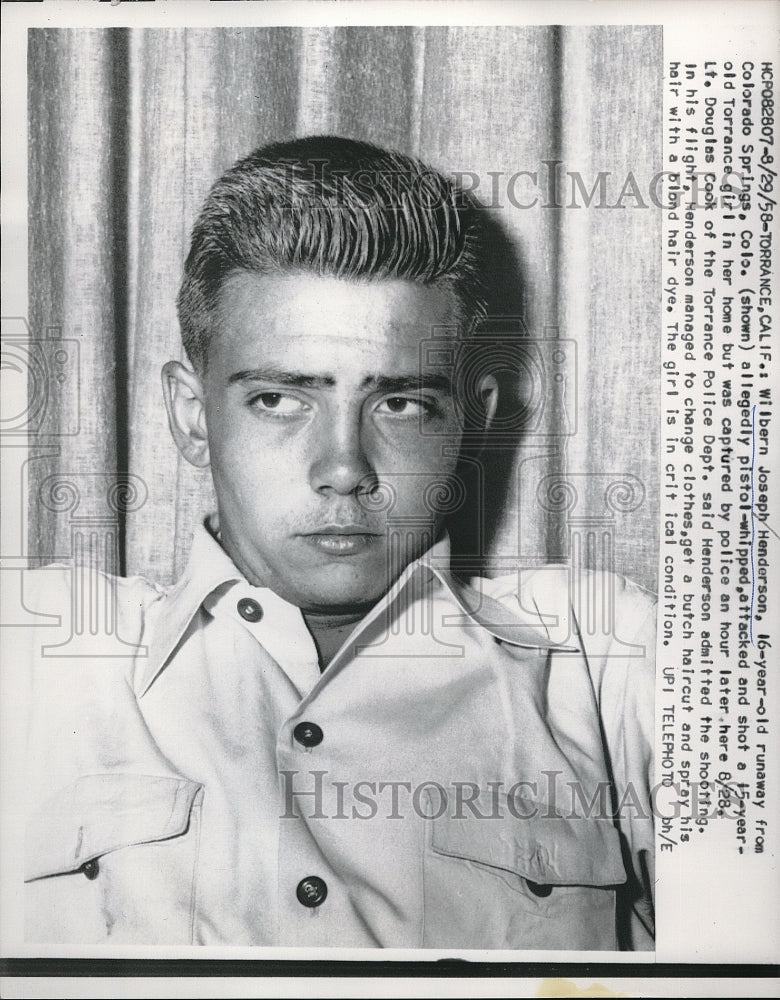 1958 Wilbern Joseph Henderson runaway from Colorado Springs - Historic Images