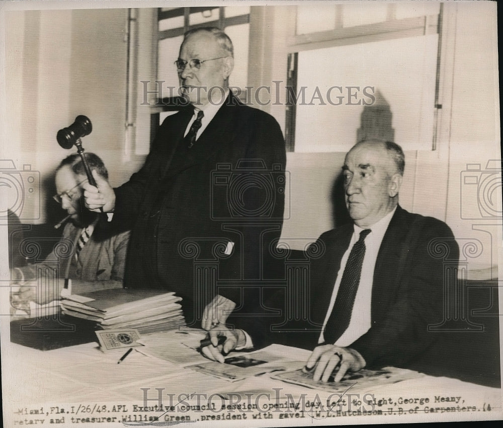 1948 Press Photo AFL Executive council session George Meany, William Greene - Historic Images