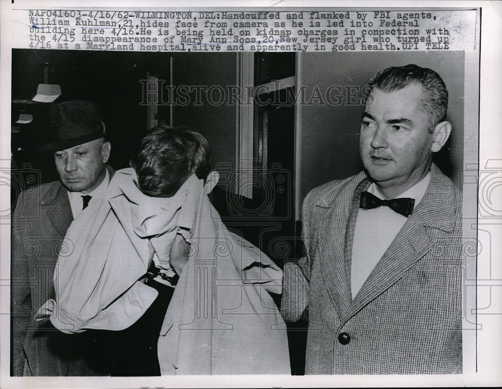 1962 Press Photo William Kuhlman held for kidnap charges in connection w/ the - Historic Images