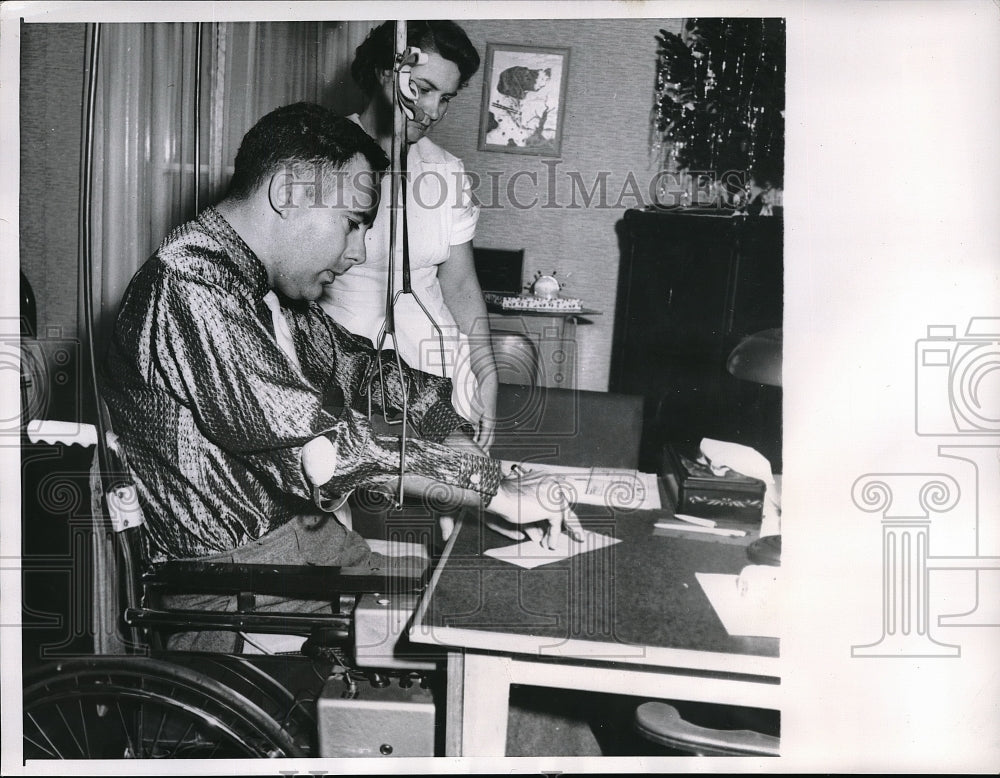 1958 Press Photo Bill Hoagland Paralyzed by Polio Insurance Businessman - Historic Images