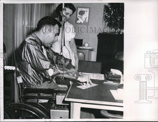 1958 Press Photo Bill Hoagland Paralyzed by Polio Insurance Businessman - Historic Images