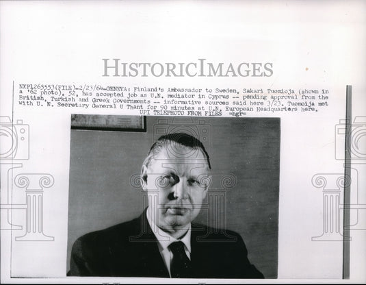 1968 Finland's Ambassador to Sweden Sakari Tuomioja - Historic Images