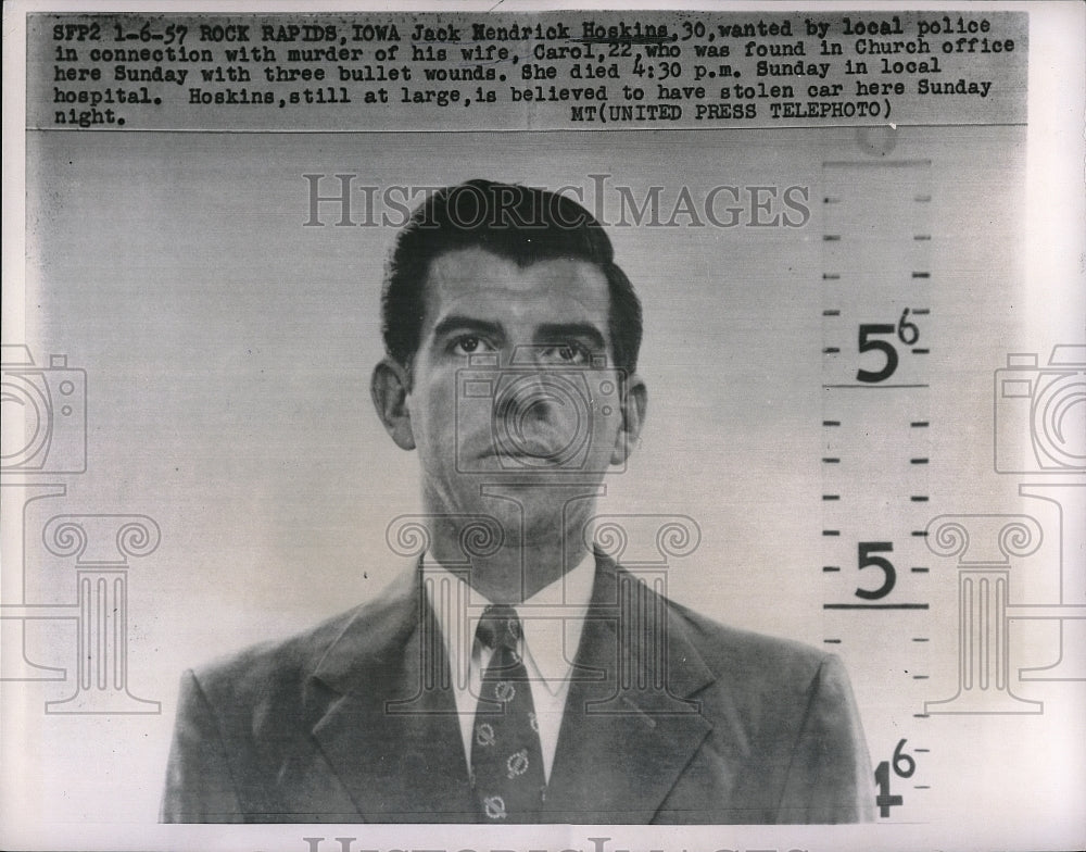 1957 Rock Rapids, Ia. Jack H. Hoskins wanted for murder - Historic Images