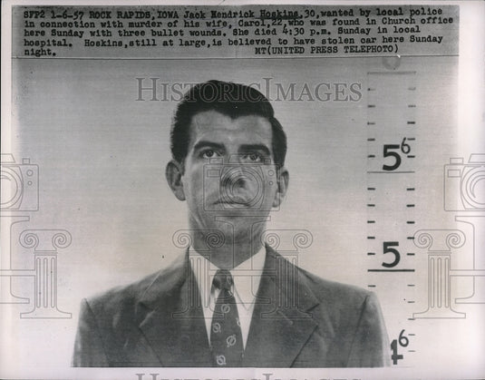 1957 Rock Rapids, Ia. Jack H. Hoskins wanted for murder - Historic Images