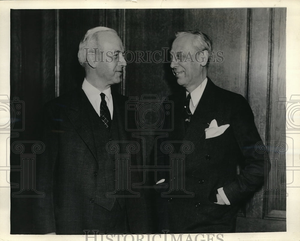 1938 Press Photo Cornell Univ Pres Edmund Day, GM chair Alfred Sloan Jr - Historic Images