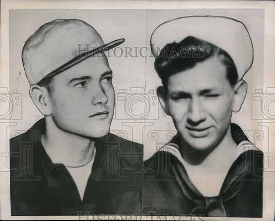 1948 Press Photo AWOL sailors Wm Davis & James Collan, murder suspects in Ill. - Historic Images