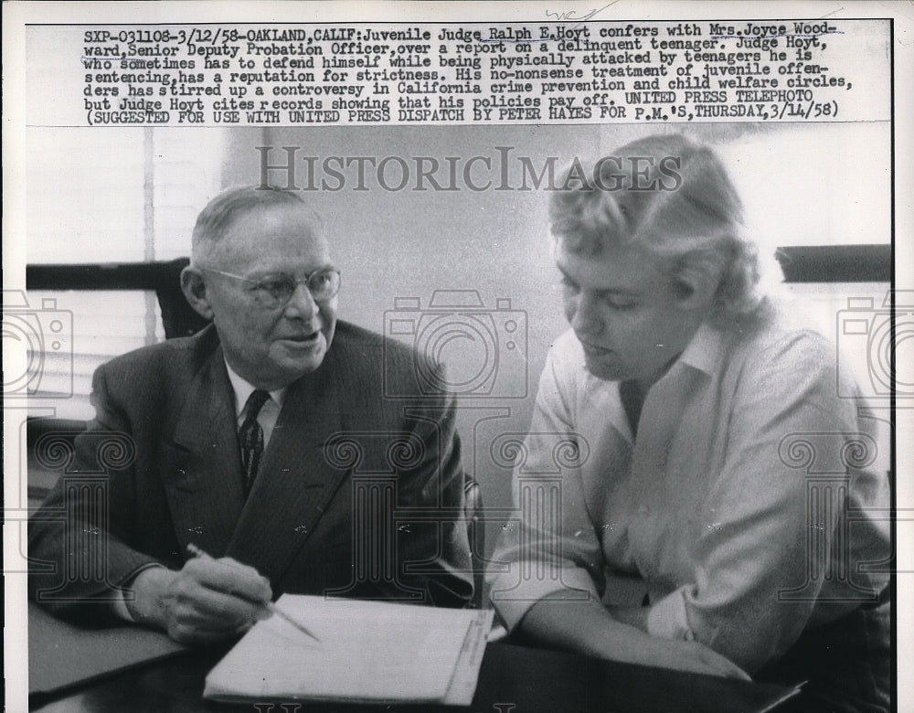 1958 Juvenille Judge Ralph E. Hoy Mrs. Joyce Woodward - Historic Images