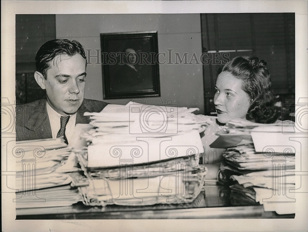 1938 Robert E. Stripling, Secretary, Martin Dies, Kathleen Loftus - Historic Images