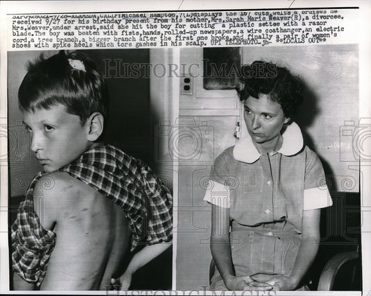 1960 Michael Hampton Displays Welts from Mother Sarah Marie Weaver - Historic Images