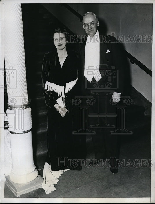 1935 Press Photo Mr & Mrs Herbert Witherspoon Attending Concert Benefit - Historic Images
