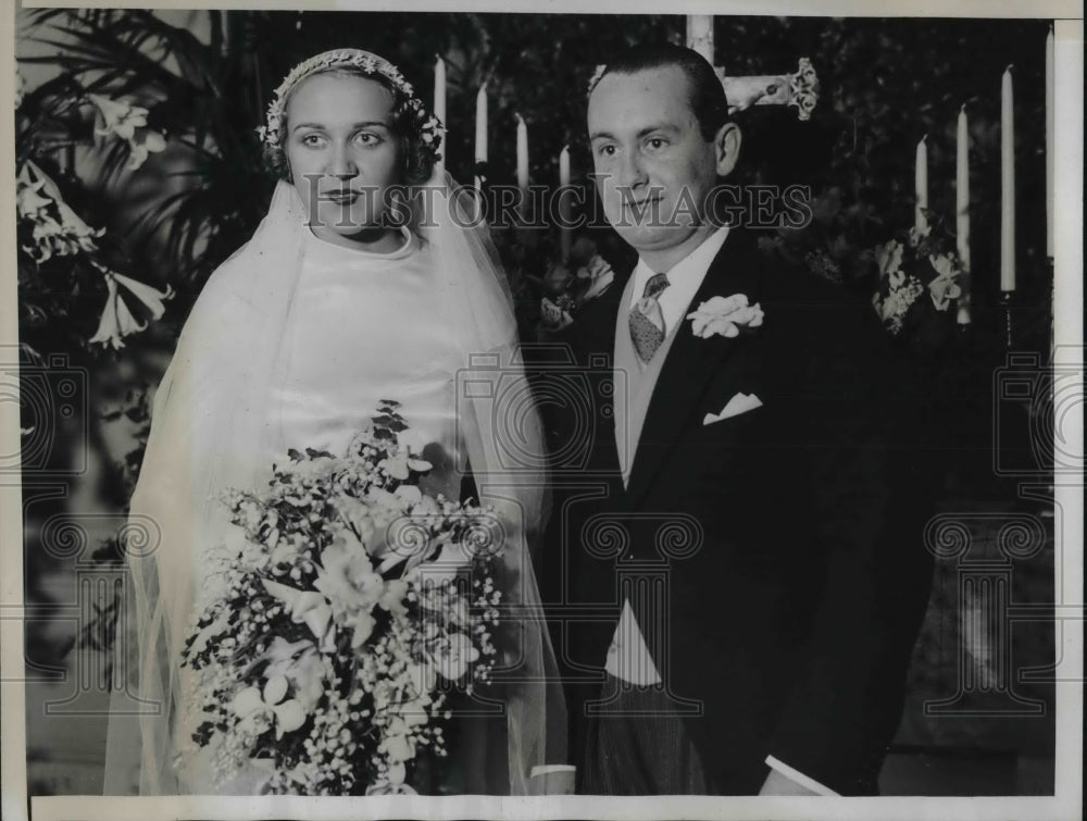 1934 Press Photo Heiress Dorothy Constance Spreckels Weds Jean Dupuy - Historic Images