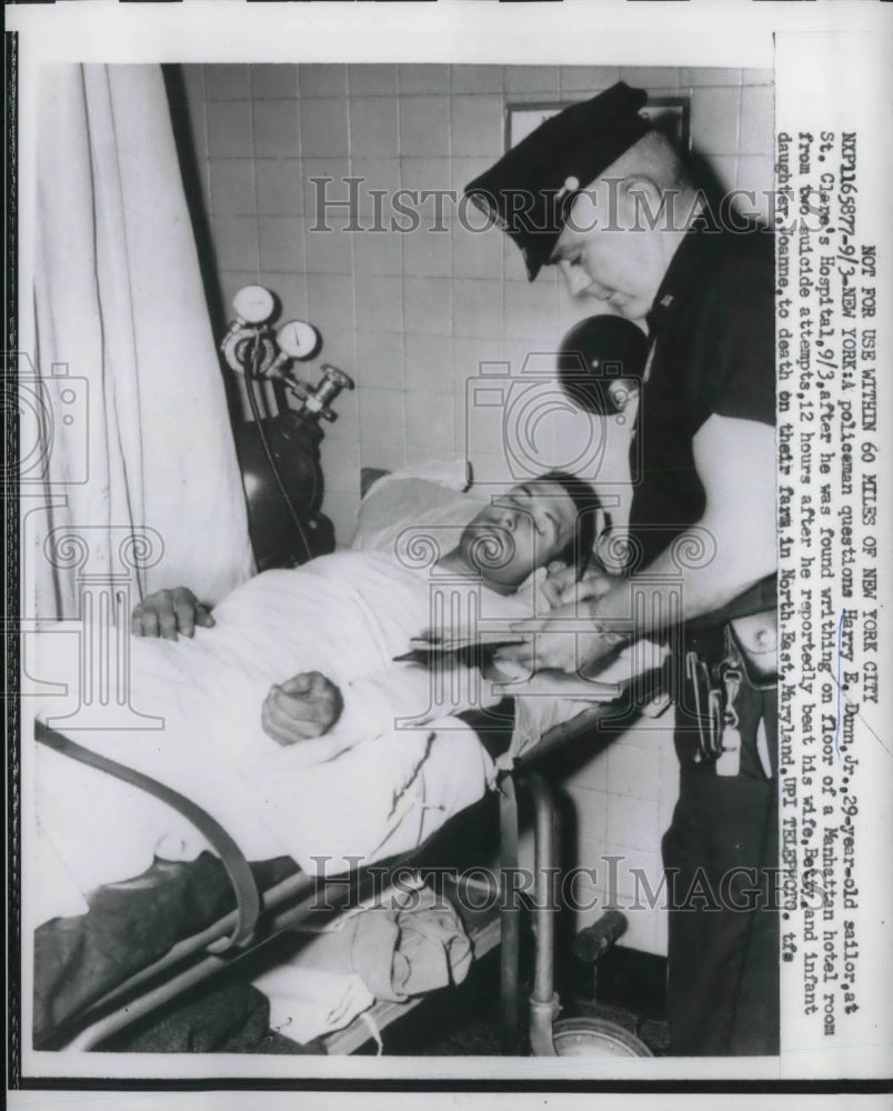 1958 Police Question Harry Dunn on Murder of His Wife and Infant - Historic Images