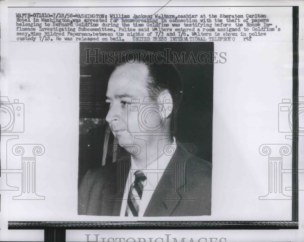 1958 Press Photo William Jackson after his arrest - Historic Images