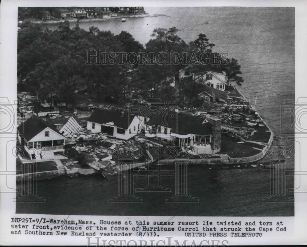 1954 Press Photo Hurricane Carrol Destroys Wareham Massachusetts - Historic Images