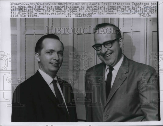 1963 Press Photo St. Louis Civil Liberties Committee honor Charles Oldham-Historic Images