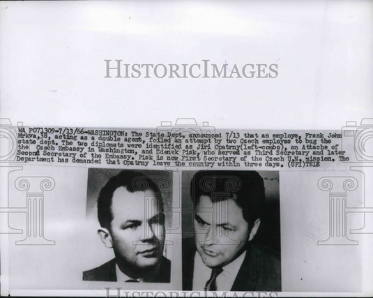 1966 Press Photo Frank John Mrkva, foiled the plan by 2 Czech employees to bug-Historic Images