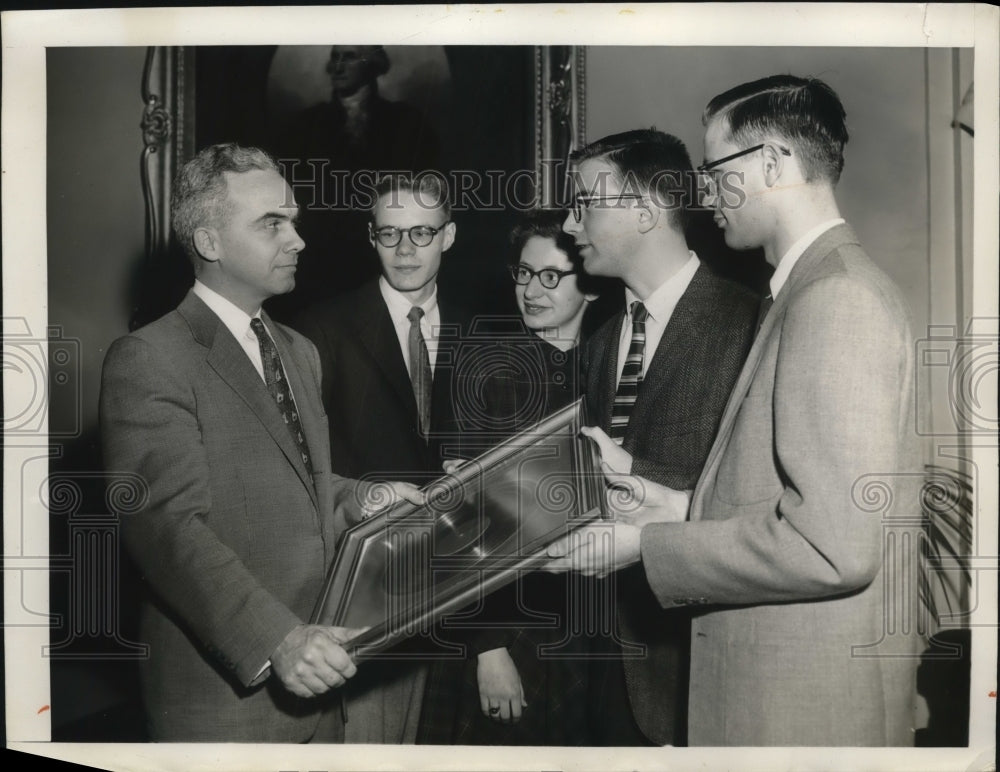 1956 Press Photo Framed Album is Presented to Unidentified Man - Historic Images