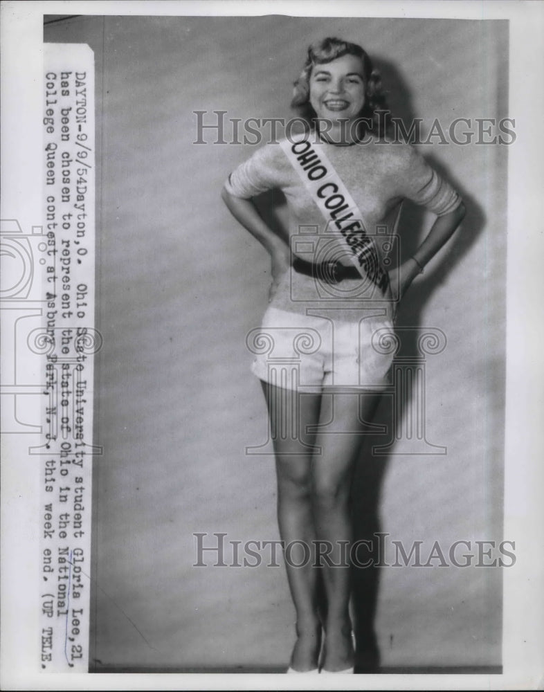 1954 Press Photo Gloria Lee, Dayton, Ohio State, National College Queen Contest - Historic Images