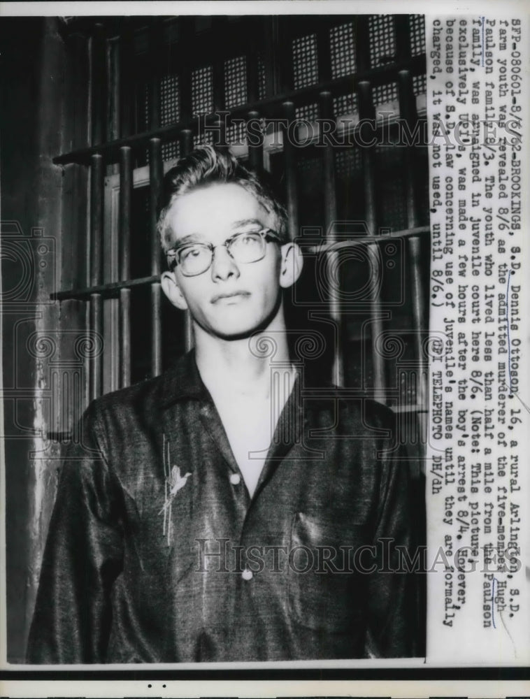 1962 S D Dennis Ottoson admitted murderer of the 5 - Historic Images