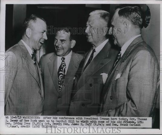1951 Gov.Thomas E.Dewey of N.Y. at Capitol Hill with friends. - Historic Images